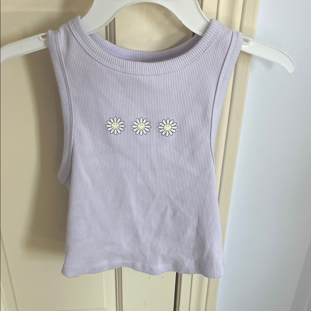 Lilac Sleeveless Top with Daisy Embroidery